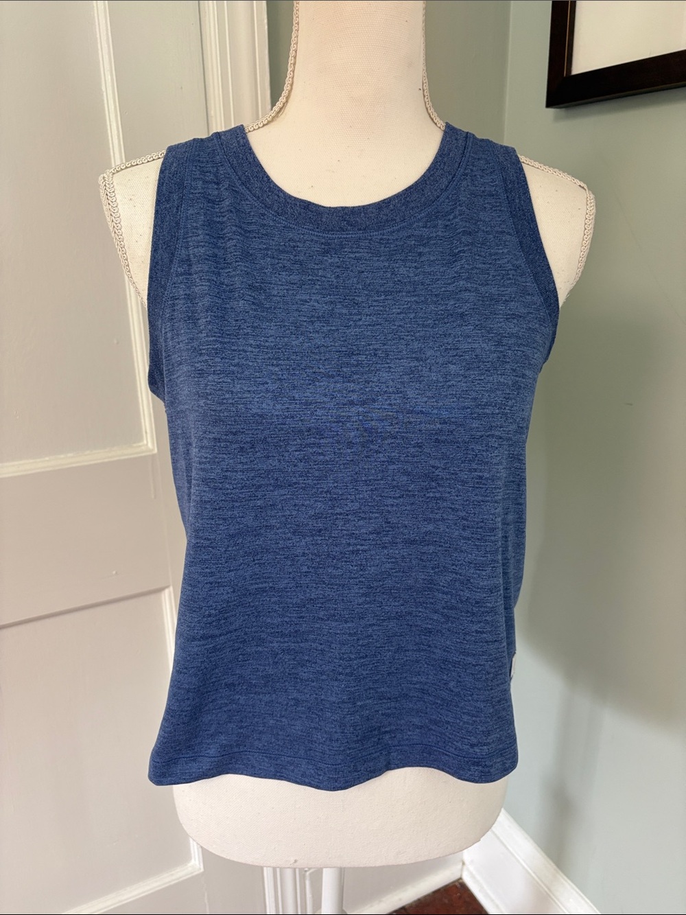 Rhoback Drift Performance Crop Tank heathered Fleet Navy/Nightshade Size XS